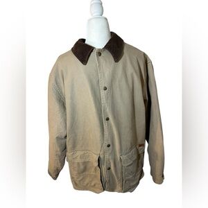 Vintage Woolrich Plaid Wool Blanket Lined Duck Canvas Chore Coat Size XL